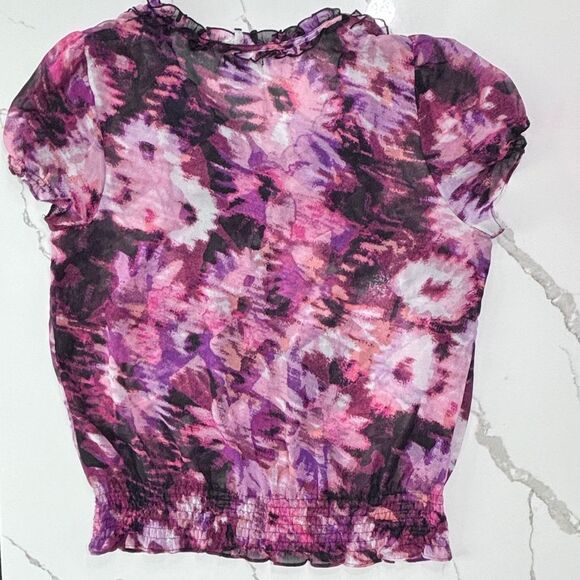 East 5th | Floral Vintage Women’s Sheer Blouse Small Pink Office Work Sh… - Picture 6 of 14